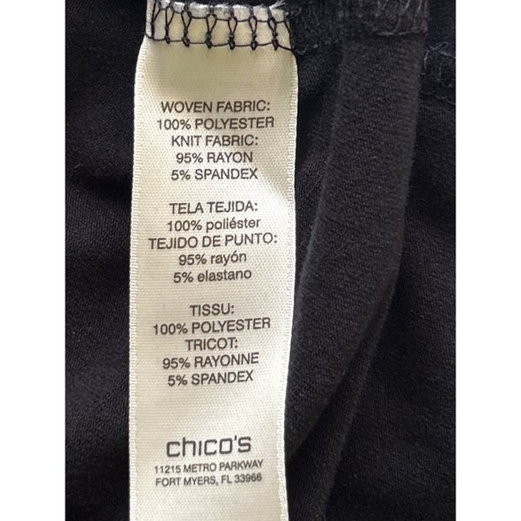 Chico’s Easywear Black 2 Layer Top With 3/4 Sleeves, Size 1(Medium) - Picture 5 of 7
